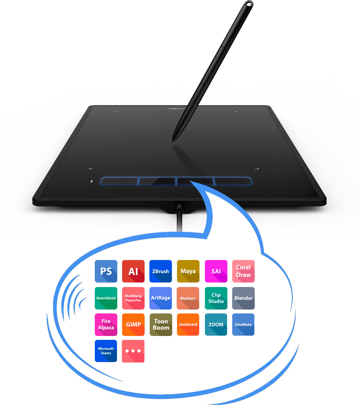 XP-Pen Star G960 best drawing tablet Features four customizable shortcut keys